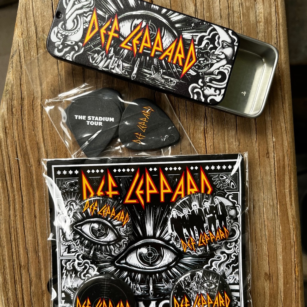 Def Leppard Pins and guitar picks from the Stadium tour